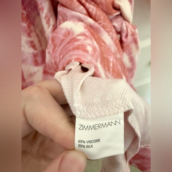 Zimmermann Winsome Cinch Dress Pink White Tie-Dye Long Sleeve Dress US Size 8 - Picture 8 of 12